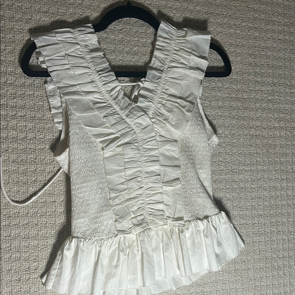 White Ruffled Sleeveless Top